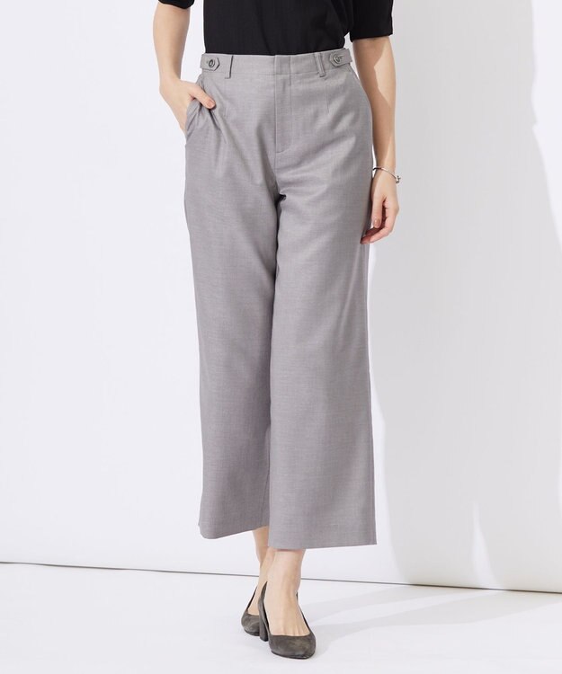 J.PRESS LADIES 【セットアップ対応・洗える・UVケア・速乾】 OXIJEWELストレッチ セミワイド パンツ ライトグレー系
