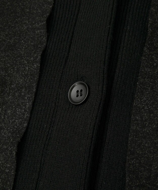 YECCA VECCA ニット切替メルトンVネックカーディガン Charcoal Gray