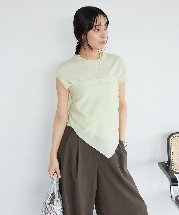 CRAFT STANDARD BOUTIQUE 【2点SET】ストール付きノースリーブニットプルオーバー Light Green
