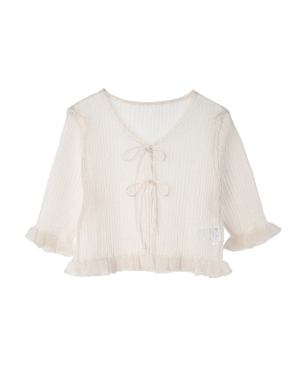 earth music&ecology シアーラメフリルカーディガン Ivory