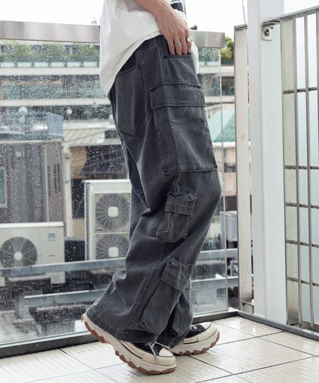 WEGO マルチポケットワイドカーゴパンツ スミクロ