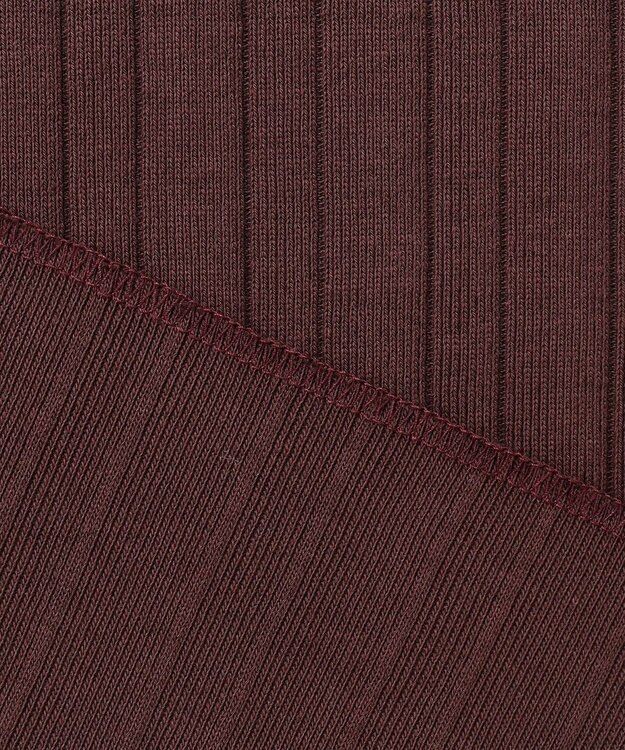 23区 【SLOW/洗える】ランダムリブフライス フレンチスリーブ カットソー ダークブラウン系