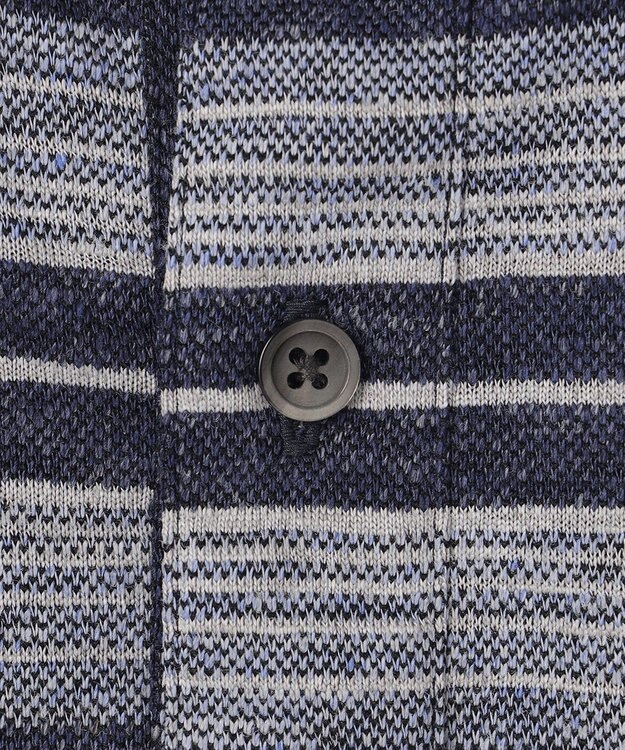 JOSEPH ABBOUD 【キングサイズ・吸水速乾】リネンマルチボーダー ポロシャツ ネイビー系2