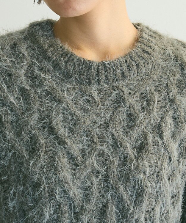 Green Parks armonia．シャギーケーブルニット Gray