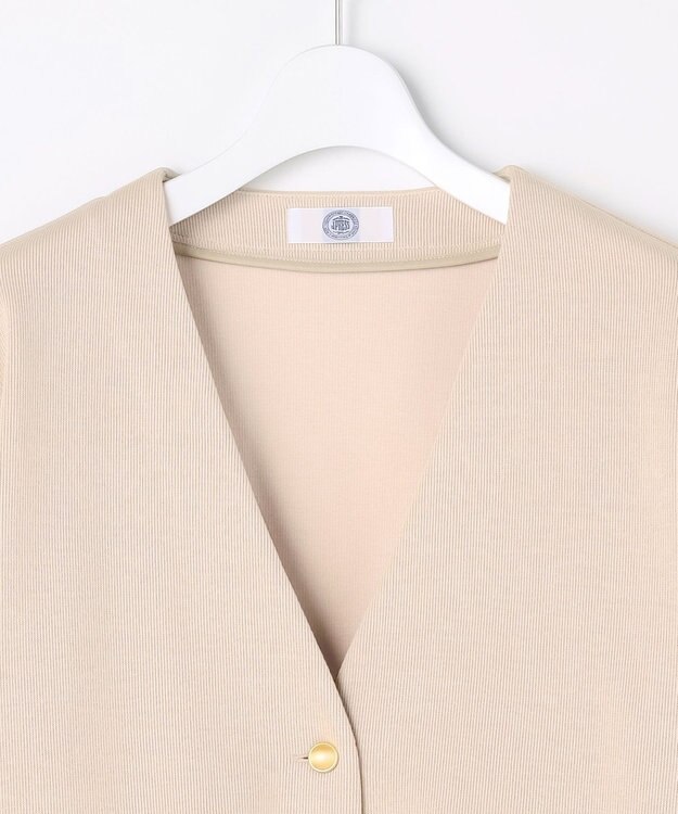 J.PRESS LADIES ジャージー Vネック カーディガン ベージュ系