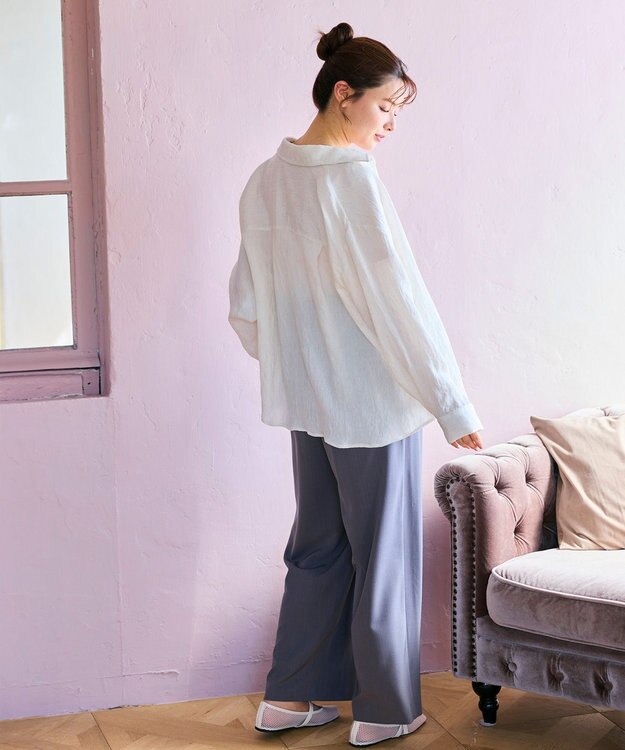 Feroux ナチュラルタッチ 楊柳 シャツ アイボリー系