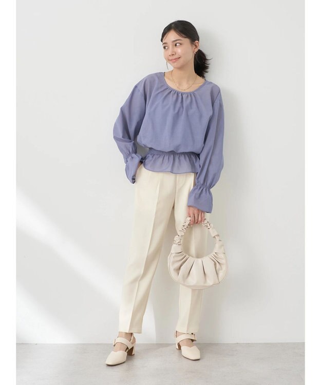 earth music&ecology シャーリングシアーブラウス Blue