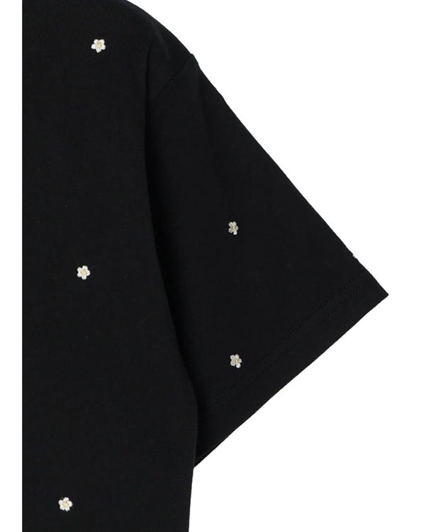 Green Parks ・Ｄｏｕｂｌｅ　Ｆｌａｇｓ　フラワー刺繍Ｔシャツ Black
