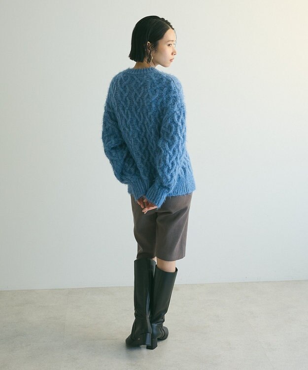 Green Parks armonia．シャギーケーブルニット Blue