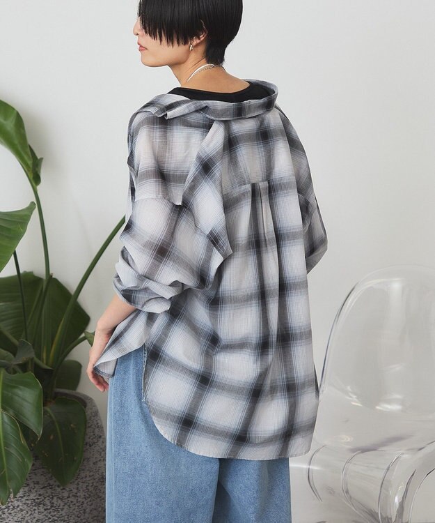 AMERICAN HOLIC 【3WAY】シアーチェックシャツ Black