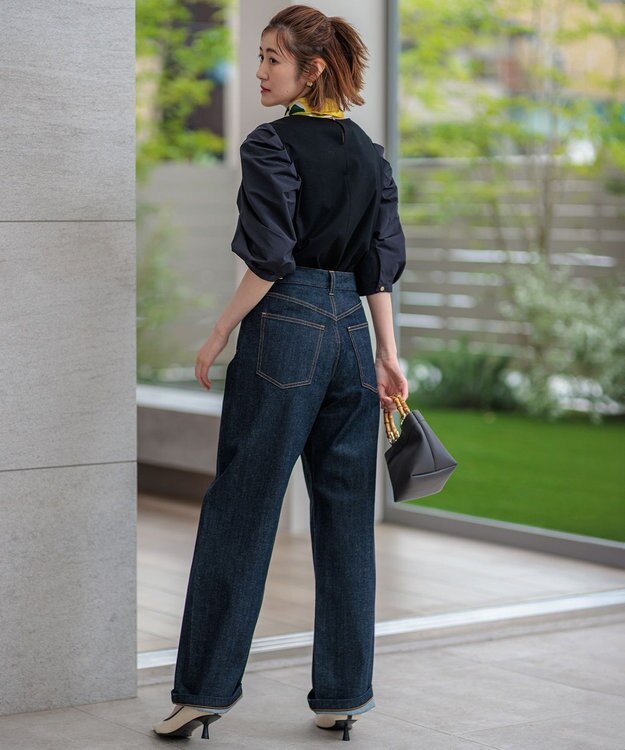 23区 S 【滝沢眞規子さん着用/VERY掲載/洗える】23区DENIM ストレッチ ワイドパンツ ネイビー系