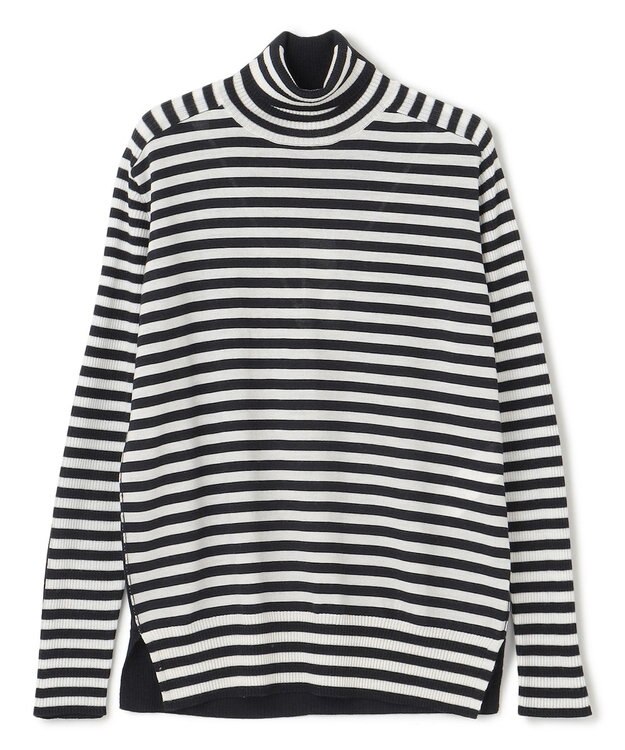 BEIGE， 【洗える】LA MONNAIE / タートルネックニット Navy×Ecru