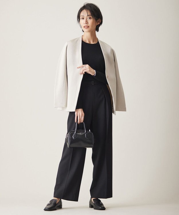 ICB 【洗える】シンセティックヤーンスムース ニットジャケット トープ系