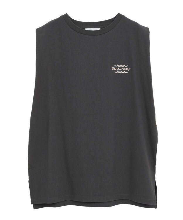 AMERICAN HOLIC ロゴ刺繍ノースリーブプルオーバー Charcoal Gray