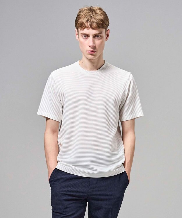 JOSEPH HOMME タックリップルジャージー　クルーネックTシャツ ホワイト系