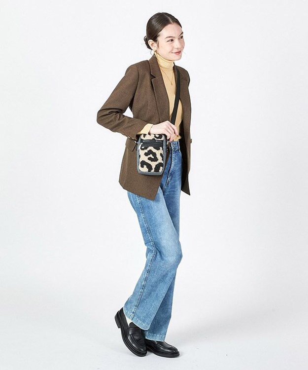 LeSportsac DENIM PHONE CROSSBODY/ブラックデニム/レオパードシェルパ ブラックデニム/レオパードシェルパ