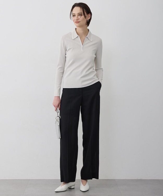 ICB シンセティックフルニードル ハーフジップニット トープ