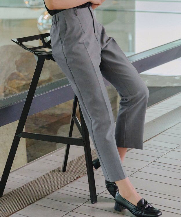 Tiaclasse 【洗える】テーパードパンツ チャコール