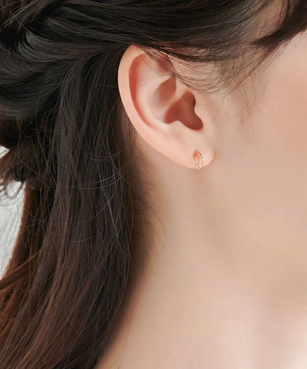 Phoebe 【K10】ダブルハーフプープピアス　ローズゴールド ローズゴールド