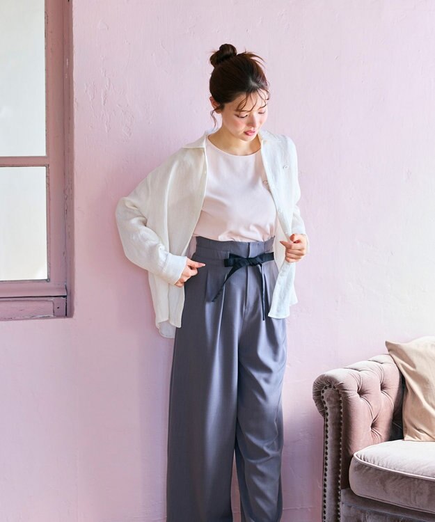 Feroux ナチュラルタッチ 楊柳 シャツ アイボリー系