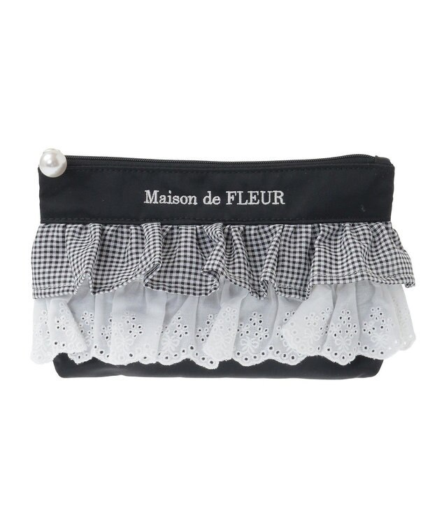 Maison de FLEUR フロントフリルポーチ Black