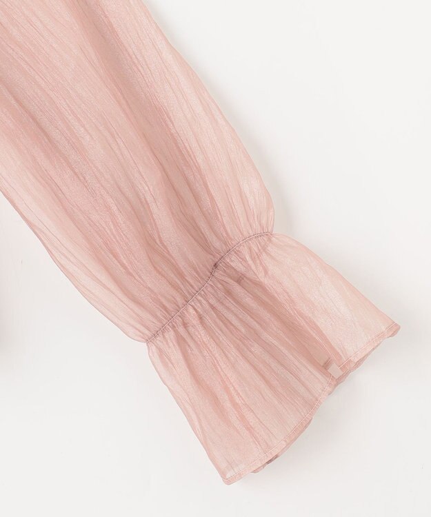 Feroux 【洗える】シャーリング シアーシャツ ピンク系