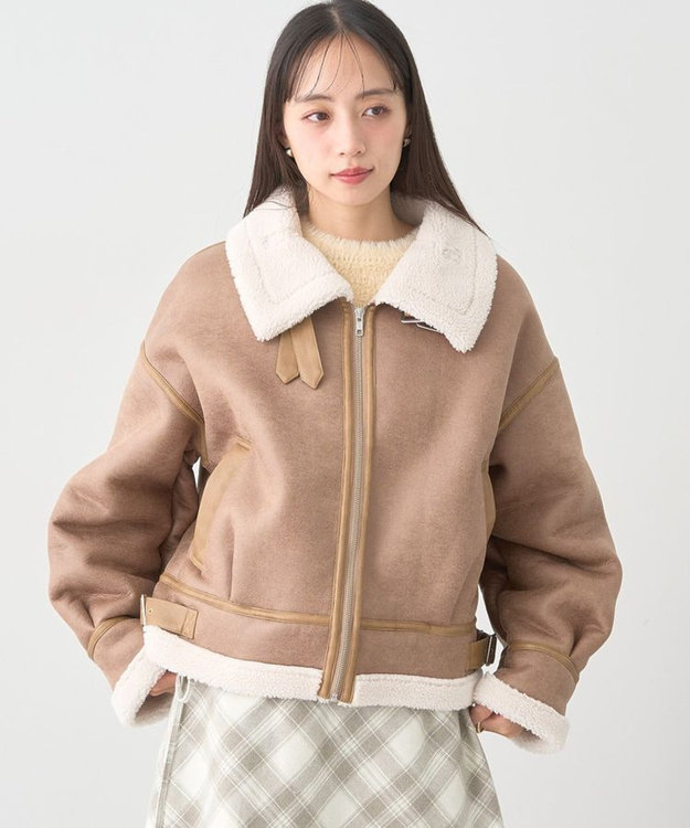 earth music&ecology フェイクムートンジャケット Beige