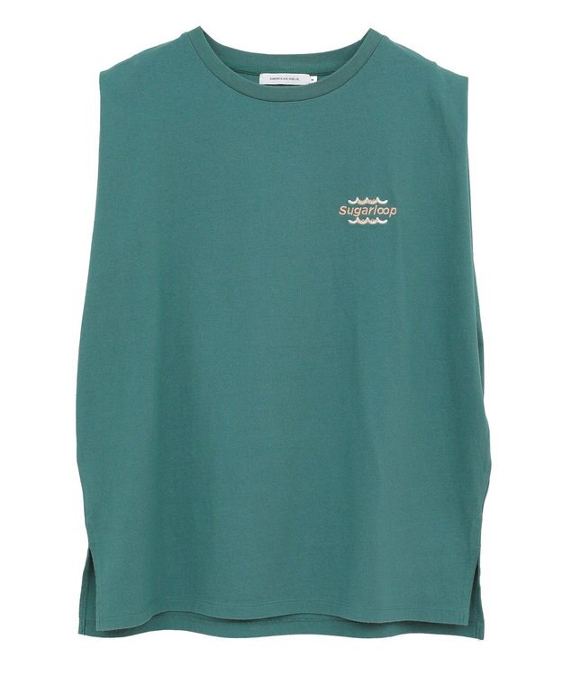 AMERICAN HOLIC ロゴ刺繍ノースリーブプルオーバー Green