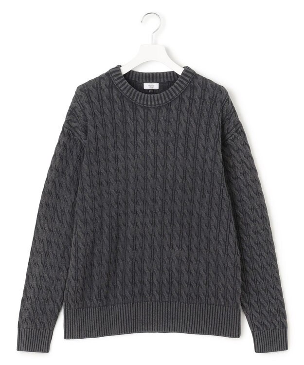 J.PRESS YORK STREET 【UNISEX】ピグメントコットン ケーブルニット グレー系