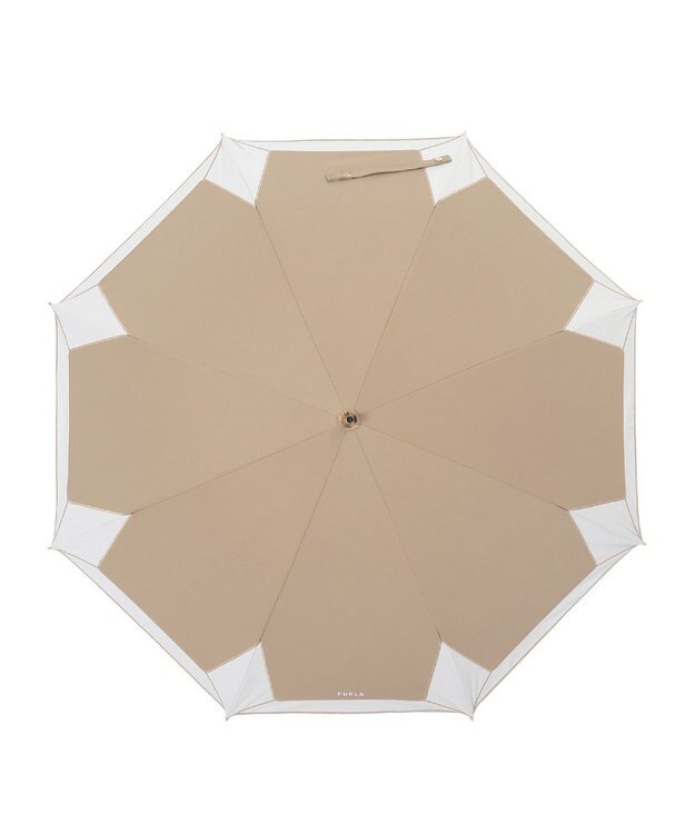 MOONBAT 【フルラ （FURLA）】晴雨兼用日傘 長傘 バイカラーロゴ刺繍 一級遮光 UV モカブラウン