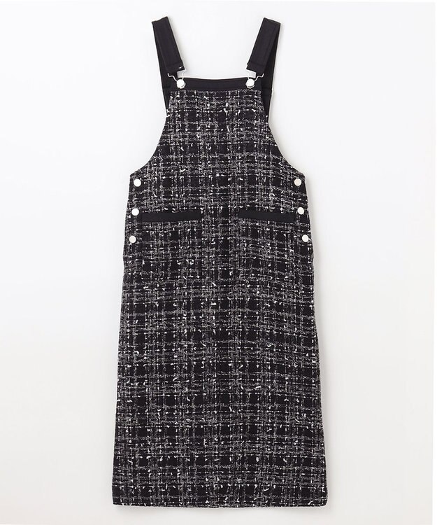 GRACE CONTINENTAL ミディツイードジャンパースカート ブラック