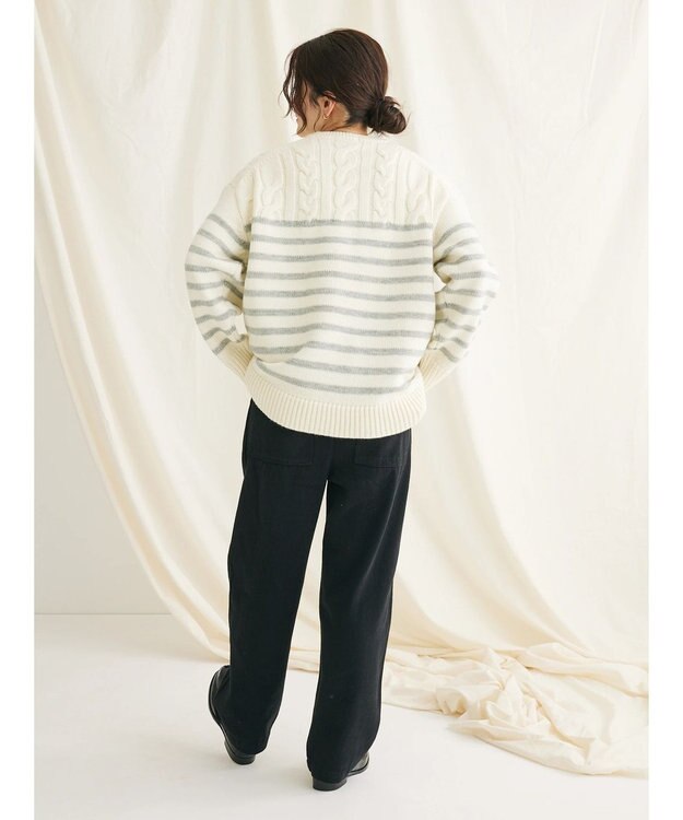 CRAFT STANDARD BOUTIQUE ケーブル×ボーダードッキングプルオーバー Border Ivory
