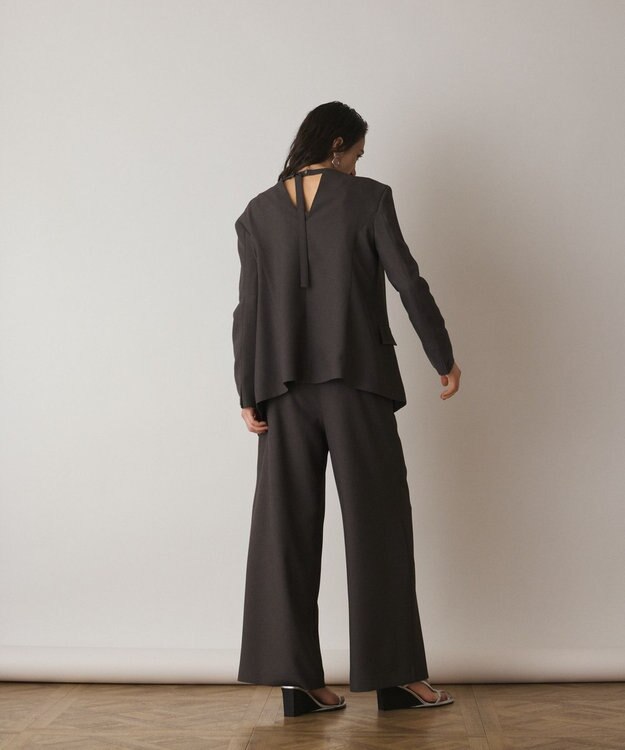 GRACE CONTINENTAL バックシャンノーカラージャケット チャコール