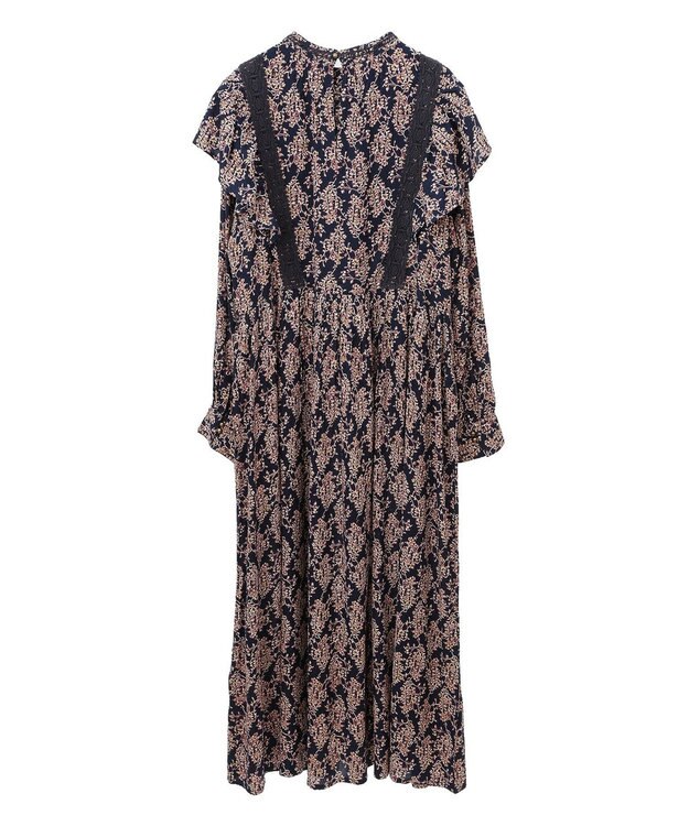 CRAFT STANDARD BOUTIQUE シャーリング袖フリルワンピース Flower yellow