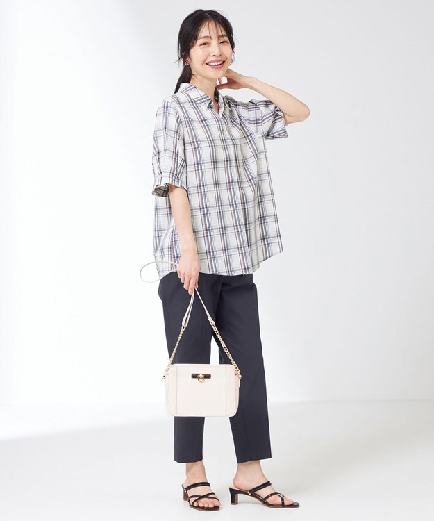 ANY SIS 【洗える】ピケチェック ブラウス アイボリー系