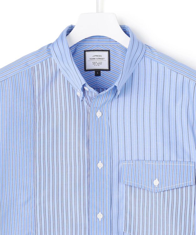 J.PRESS YORK STREET 【UNISEX】クレイジーパターン ストライプシャツ サックスブルー系8