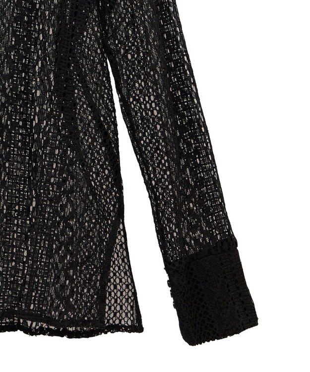 Green Parks ２ＷＡＹリボン付きレースシャツ Black