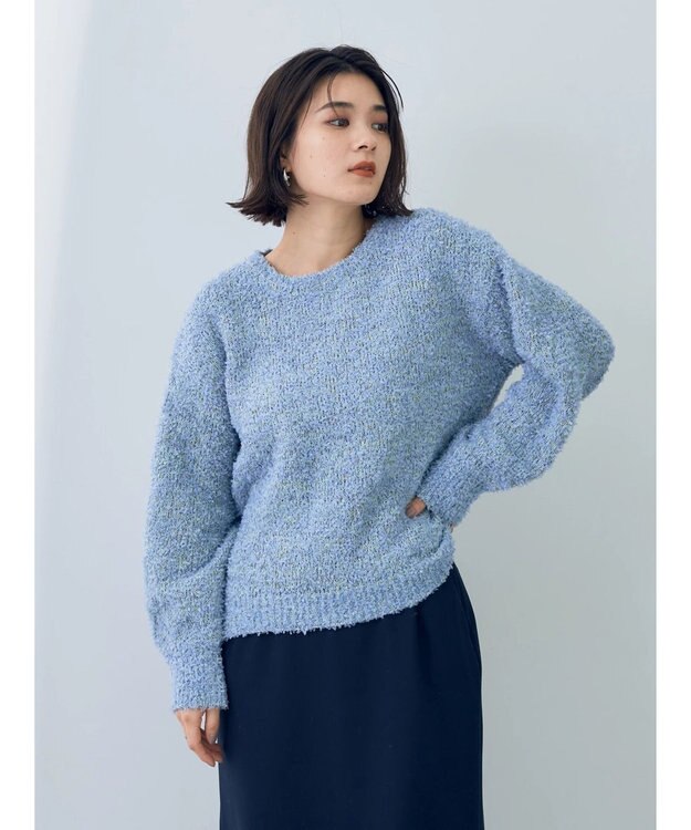 YECCA VECCA レースアップリボンヤーンニット Blue