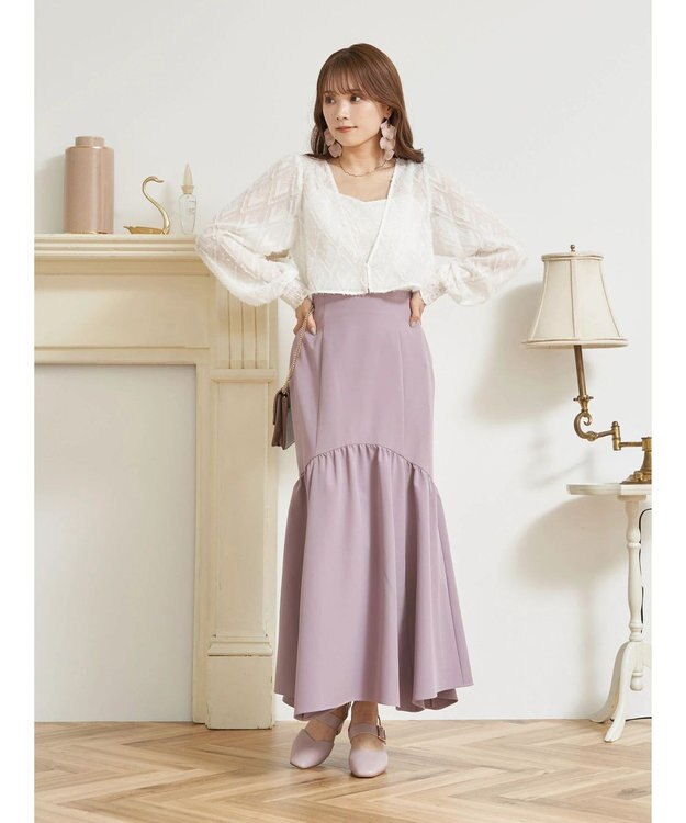 earth music&ecology ＳＥＴ２点カットジャカードカーディガン＋ビスチェ Off White