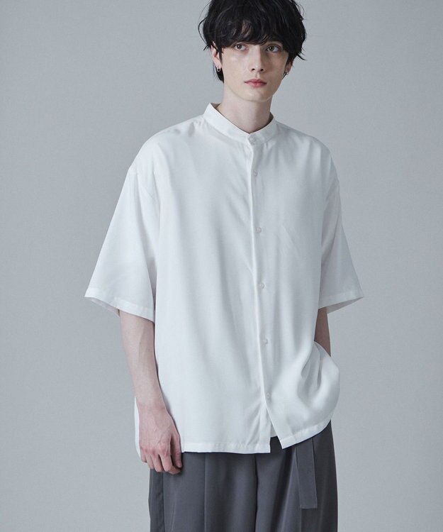 WEGO トロミBIGバンドカラーシャツ（S） ホワイト