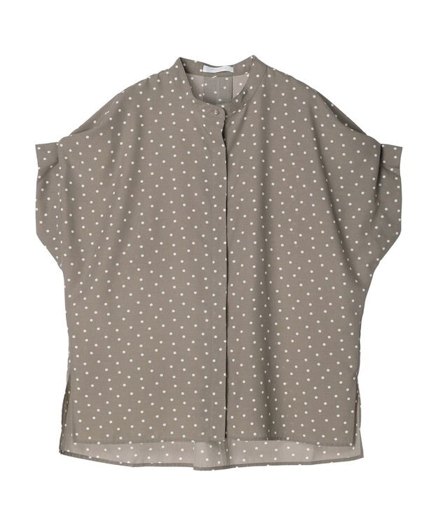 Green Parks ドット柄タックスリーブブラウス Beige