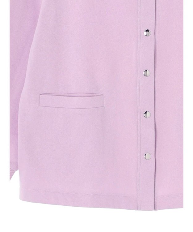 Green Parks 裏起毛ミディ丈ドットボタンカーディガン Purple