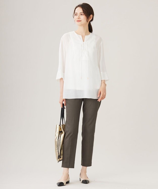 自由区 L 【カタログ掲載・接触冷感・洗える】ラミーローンプルオーバー ブラウス オフ