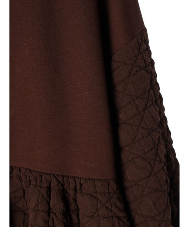 Green Parks armonia．異素材切替ワンピース Brown