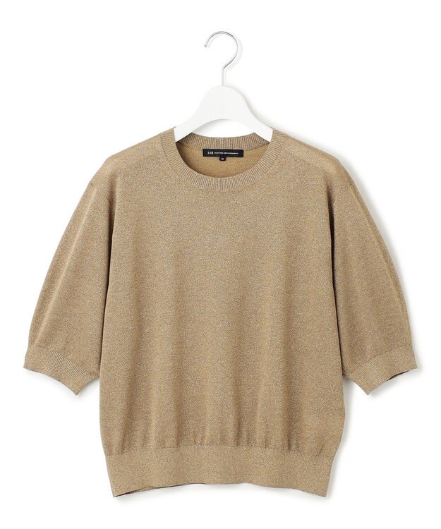 23区 L 【洗える】オータムメタリック ラメ ニットT ゴールド系