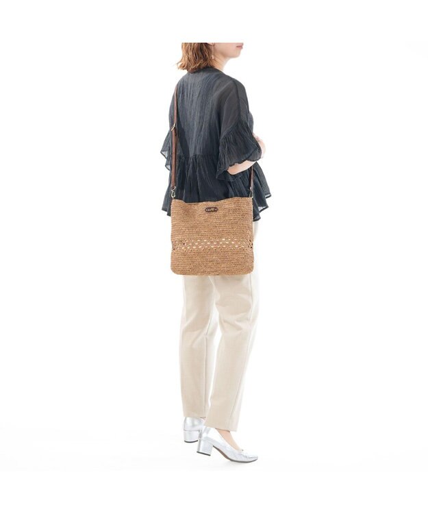 IBIZA ラフィア　ショルダーバッグ 濃茶