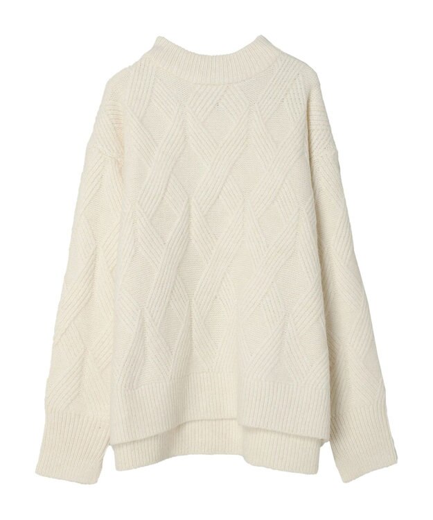 AMERICAN HOLIC Ｍｉｘヤーンモックネックケーブルニットプルオーバー Ivory