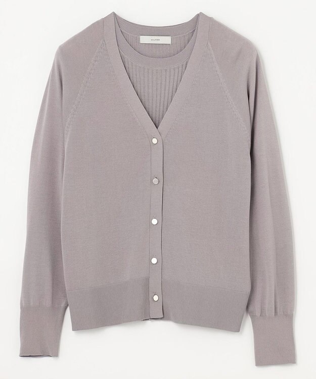 ANY 【2SET】ニットツインセット（半袖ニット＋Vネックカーデ） ライトグレー