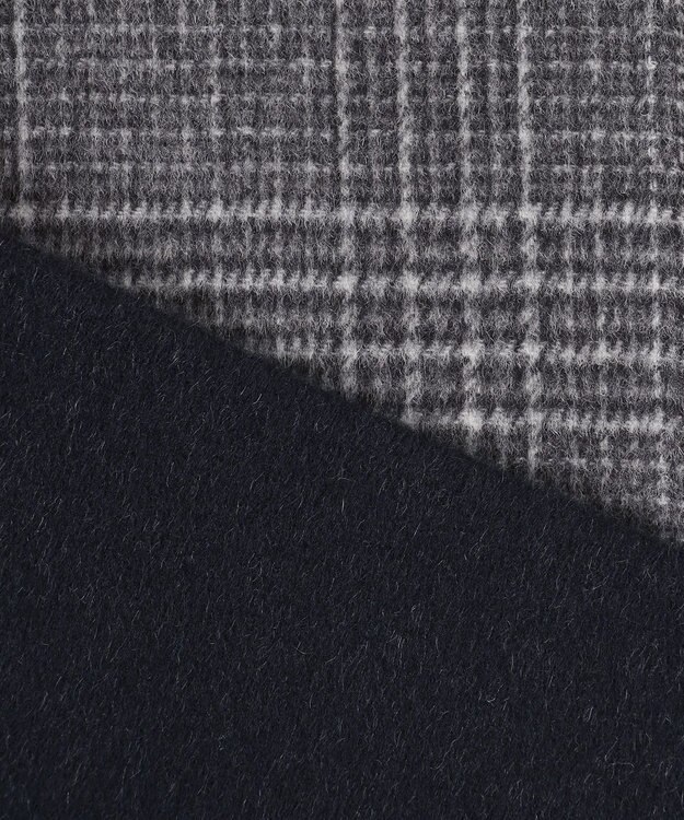 J.PRESS LADIES L 【リバーシブル】ウールナイロン リバー チェック ショート コート ネイビー系