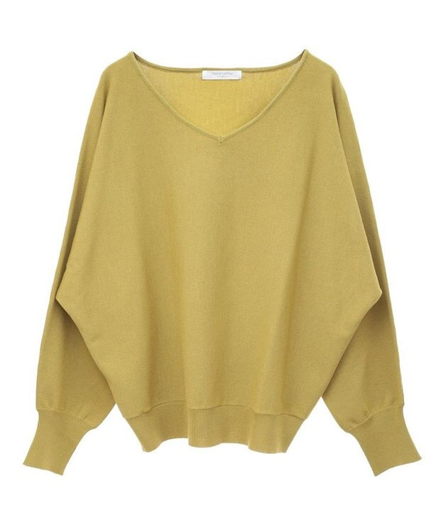 Green Parks 洗える　Ｖネックドルマンニットプルオーバー Light Green